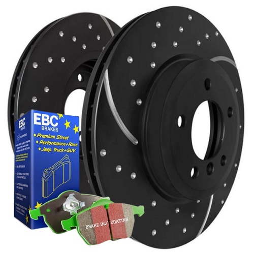 DIMP SLOTTED REAR RDA DISC BRAKE ROTORS & EBC PADS FOR TOYOTA LANDCRUISER HDJ80 HZJ80 92-98