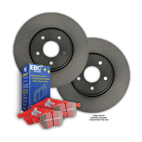 FRONT DISC BRAKE ROTORS + EBC RED STUFF PADS for Ford Territory Turbo 2006-2011