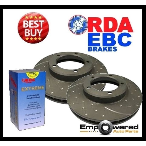 DIMP SLOTTED FRONT DISC BRAKE ROTORS+H/D PADS for Toyota HILUX 4WD YN106R 88-92 