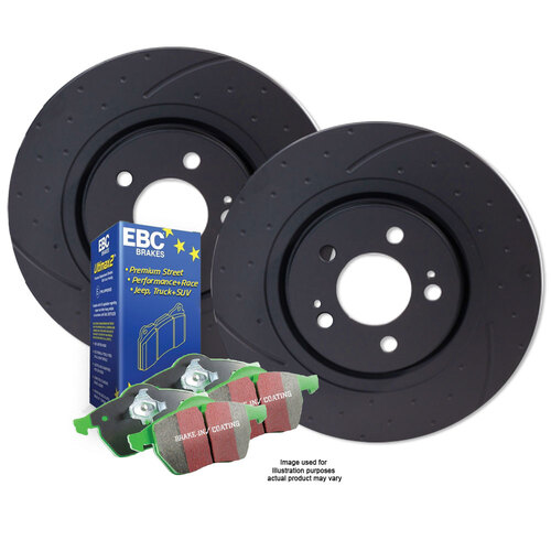 DIMP SLOTTED FRONT RDA DISC BRAKE ROTORS & EBC PADS FOR JEEP GRAND CHEROKEE SRT8 WK 6.4L
