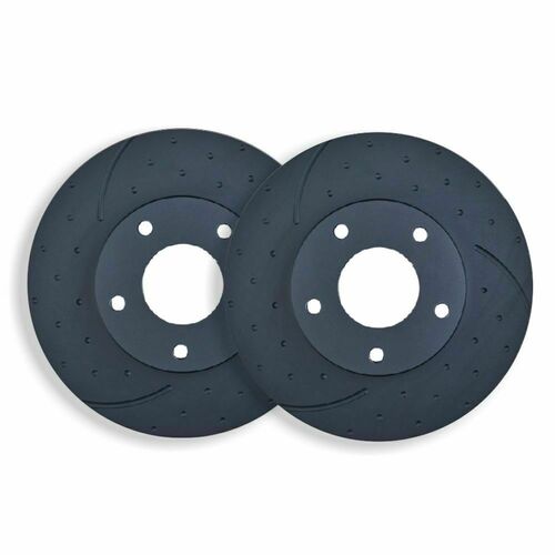 DIMPLED & SLOTTED FRONT DISC BRAKE ROTORS FOR NISSAN SKYLINE R33 TURBO 93-98 RDA7693D