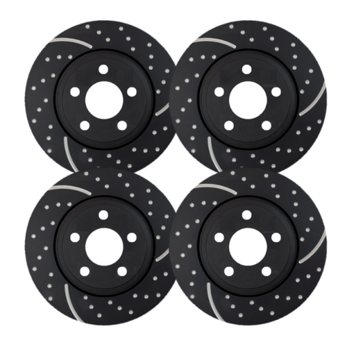 FULL DIMPLED & SLOTTED DISC BRAKE ROTORS FOR NISSAN X-TRAIL 2.0L T31 SERIES II 07ON