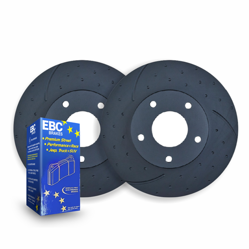 DIMP SLOTTED FRONT RDA DISC BRAKE ROTORS & EBC PADS FOR NISSAN 180SX S13 2.0L 1991-1998