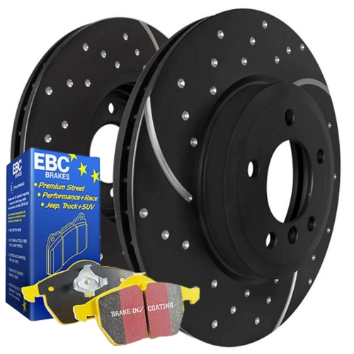 DIMP SLOTTED FRONT RDA DISC BRAKE ROTORS & EBC YELLOWSTUFF PADS FOR HOLDEN COMMODORE VE VF V6 2006-ON