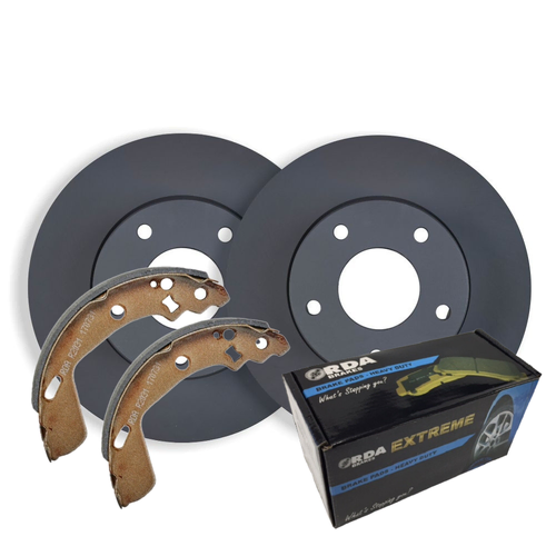 Rear RDA Disc Brake Rotors & H/D Pads & H/B Shoes For Toyota LandCruiser 70 Series 1999-2006